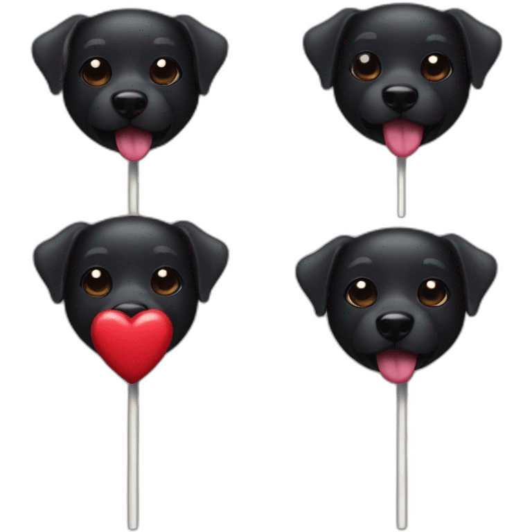 Black Dog and heart lollipop emoji