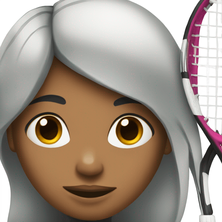 A girl with black hair who is tennis player emoji