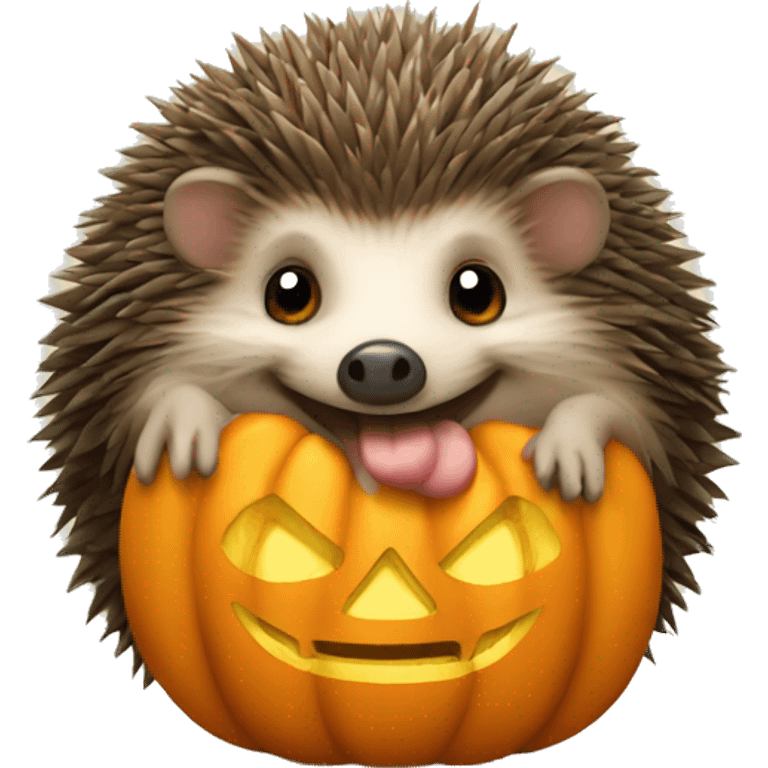 Hedgehog whit pumpkin emoji