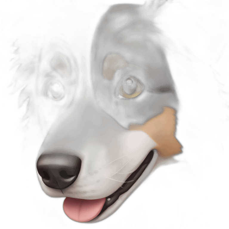 gray colour hair Border collie with Brown eyes emoji