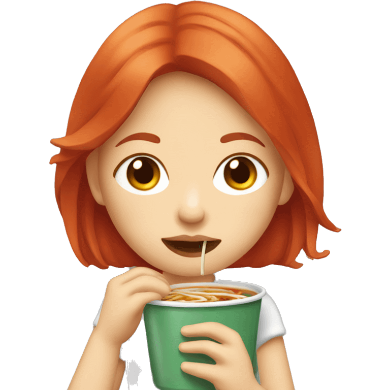 Red head girl sipping pho emoji