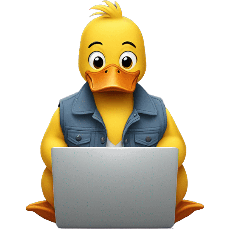 duck watching movie on laptop emoji