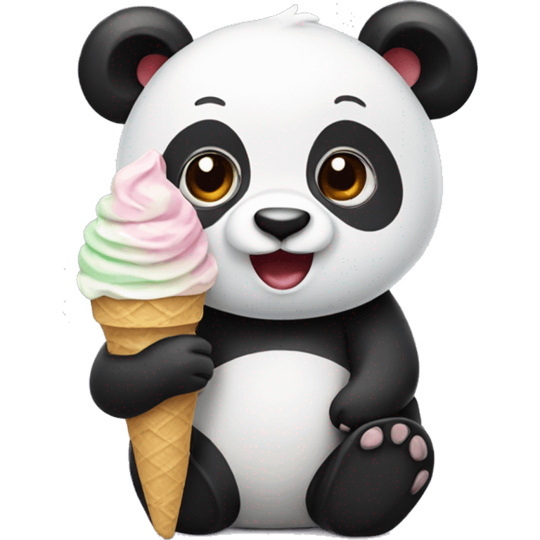 Panda eating ice cream emoji