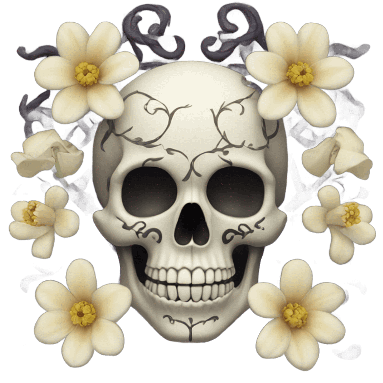 Goth scull with Flower emoji