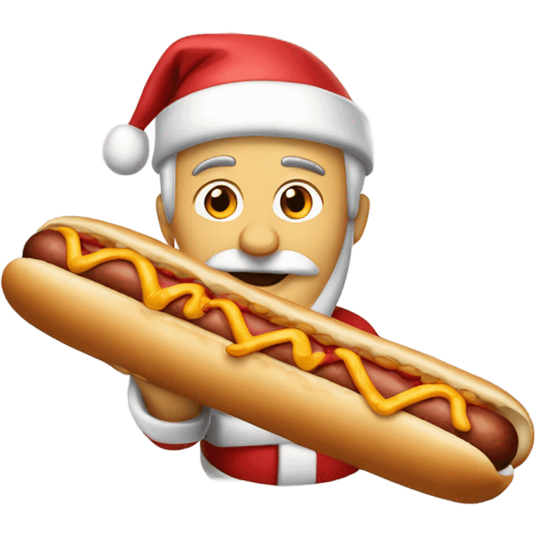 Santa rising a hotdog emoji