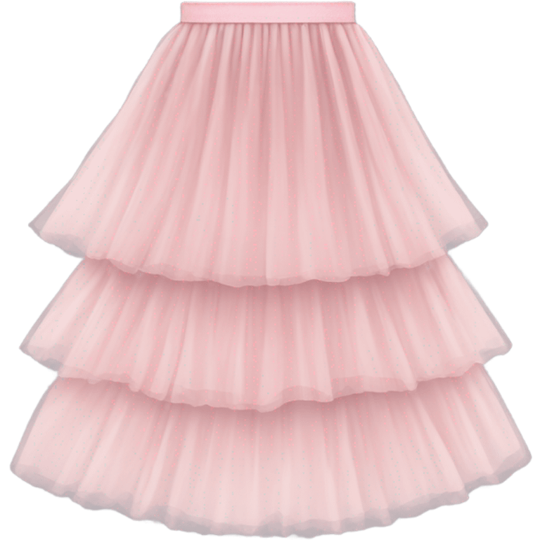 Long soft pink tiered tulle skirt, isolated emoji