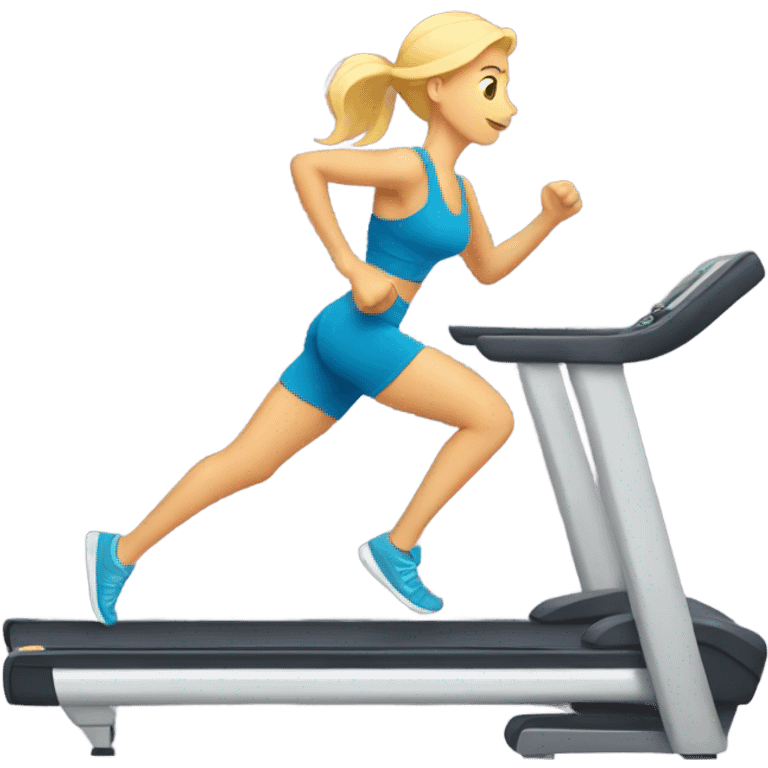 blonde woman on treadmill emoji