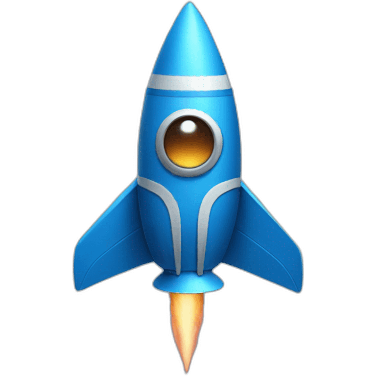 a blue rocket with arms and eyes and a mouth  emoji