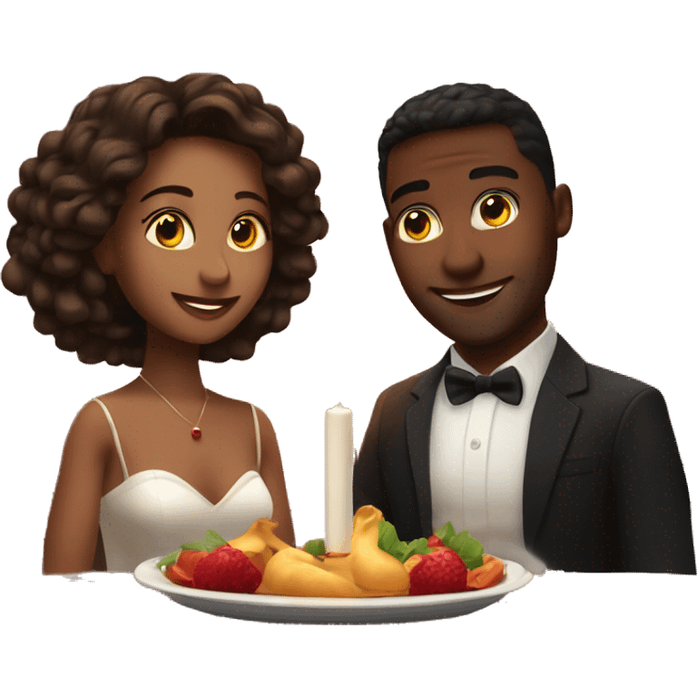 Beautiful couple on Romantic candle lit dinner date emoji