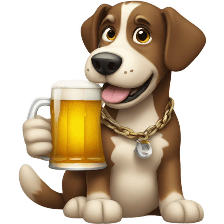 Dog holding beer emoji