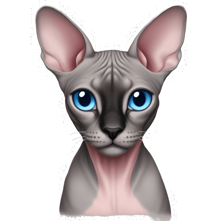 Pink grey sphynx cat blue eyes and black nose  emoji