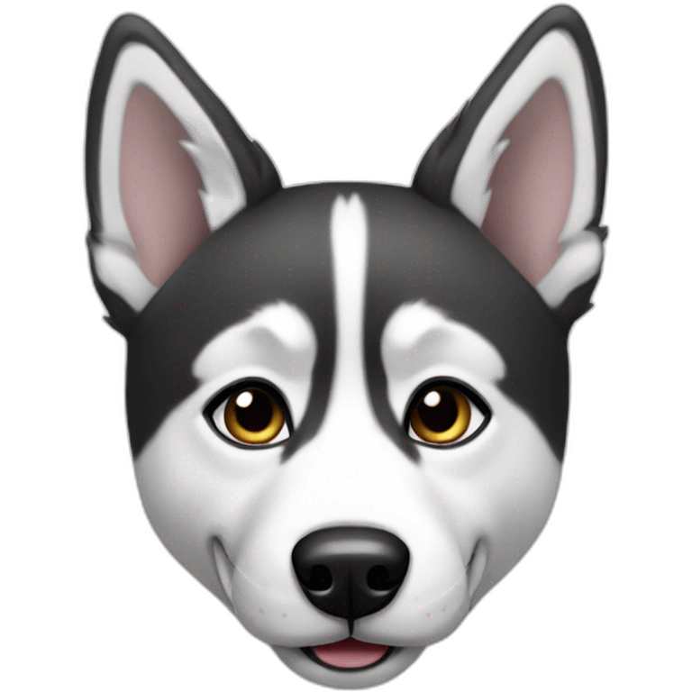 Husky-black-white-happy emoji