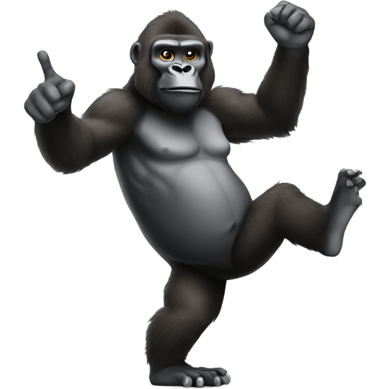 Gorilla raising his hand to confirm he has scheduled his flight emoji