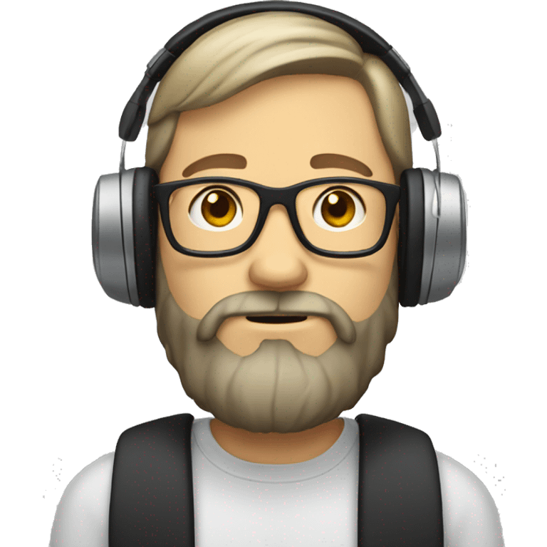 white male with beard, glasses, and headphones emoji