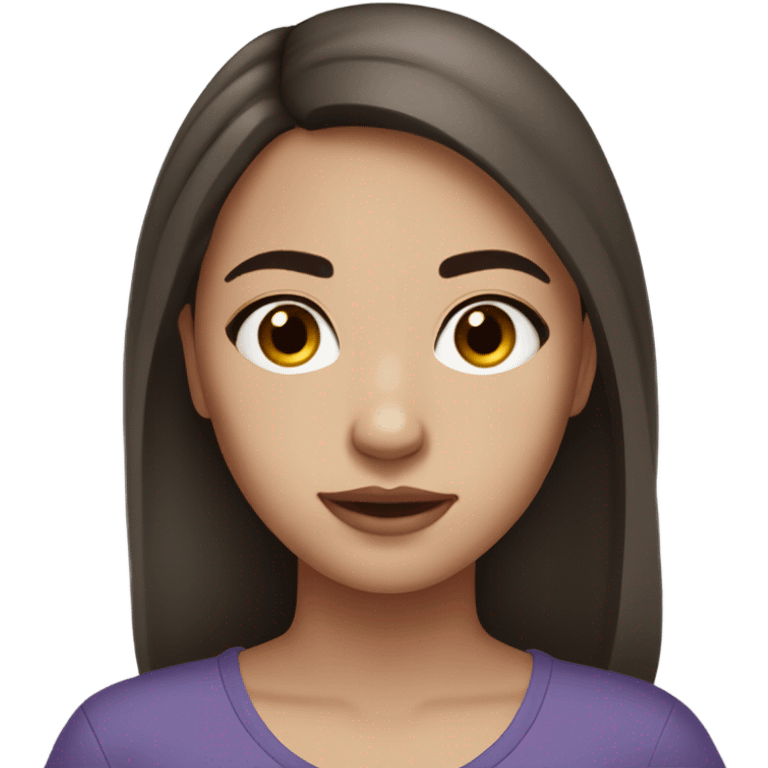 teenage girl with straight brown hair, light skin, freckles, brown eyes, dark eyebrows, and medium lips emoji