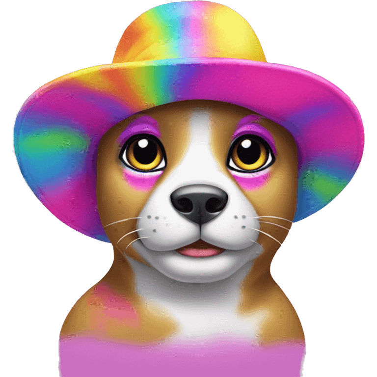 A Lisa frank animal wearing a hat  emoji