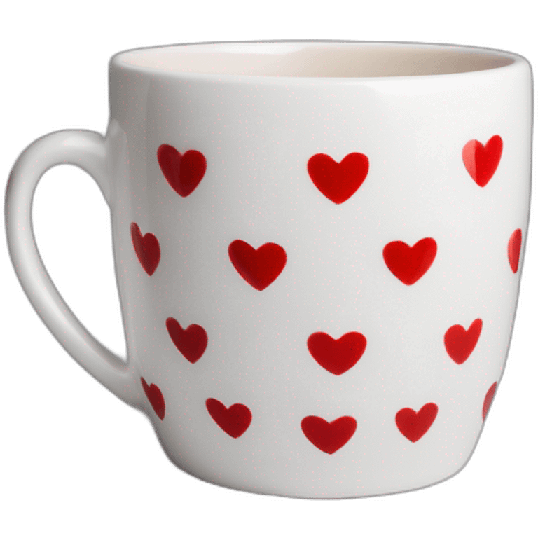 Taza de ceramica blanca con corazones rojos  emoji