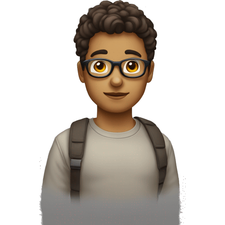 Garçon brun avec des lunettes peau mate emoji