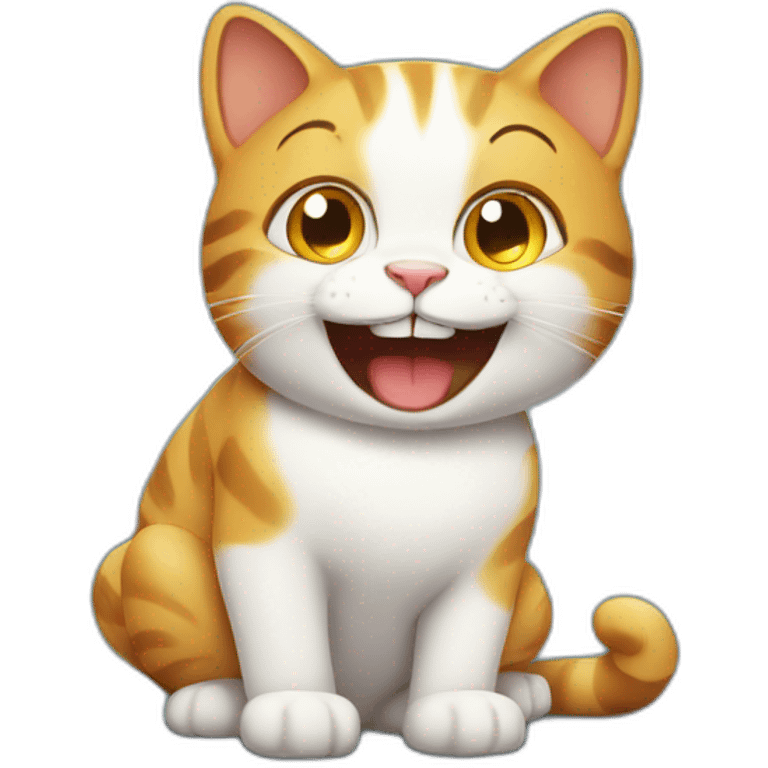 happy cat using computer emoji