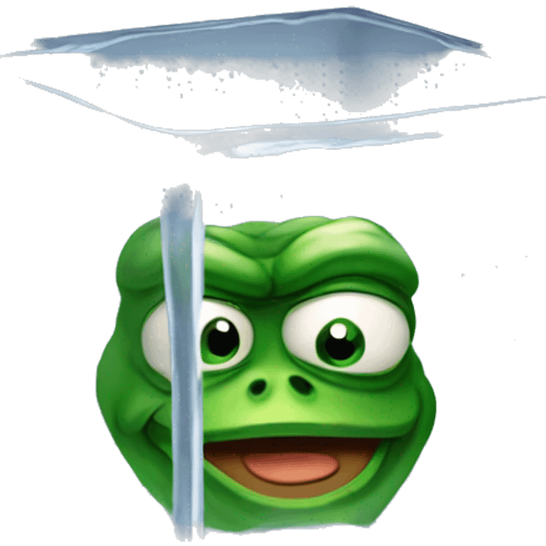 pepe the frog inside an icecube emoji