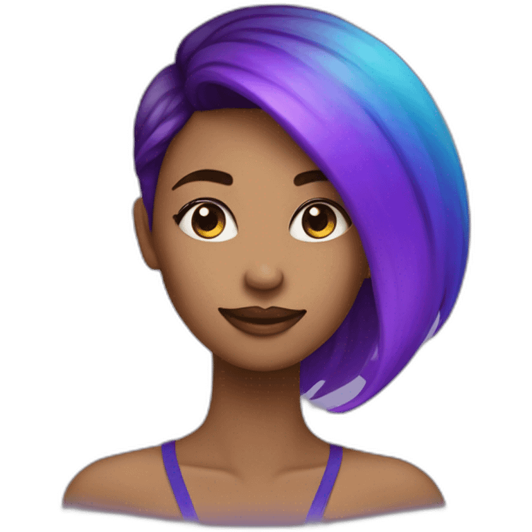 Woman with blue and purple ombre hait emoji