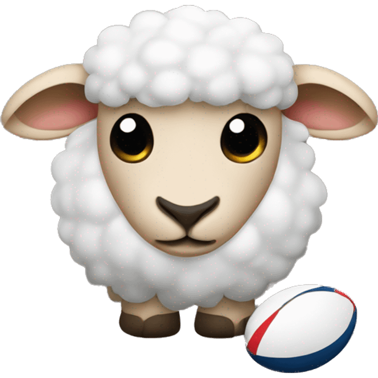 A sheep with a rugby balls emoji