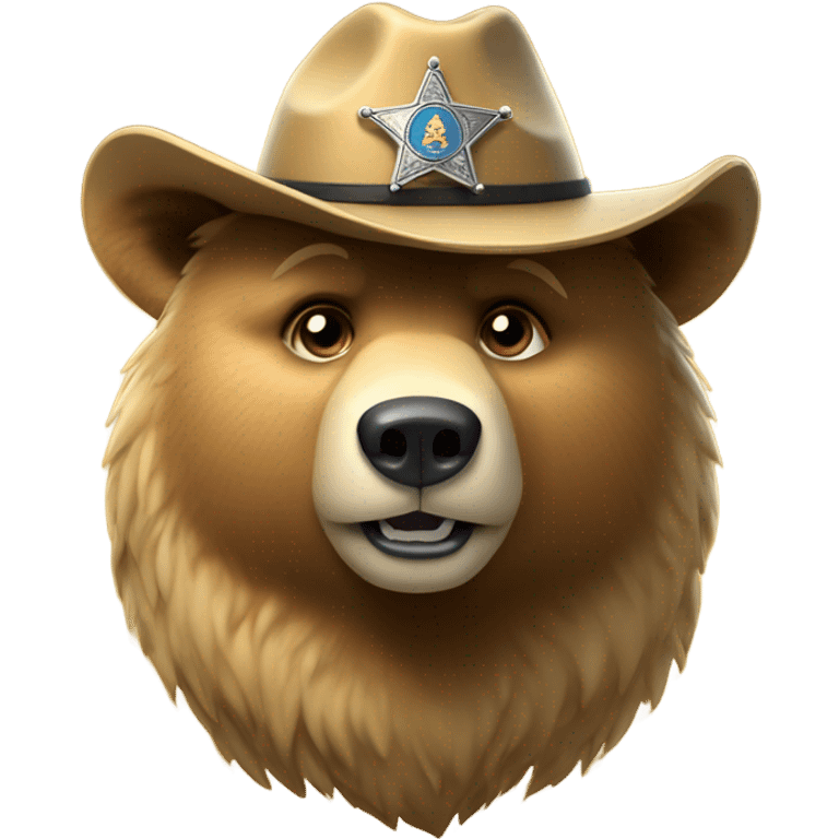 Golden grizzly bear with a sheriffs hat  emoji