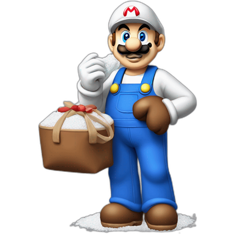 Mario with bag of icing sugar emoji