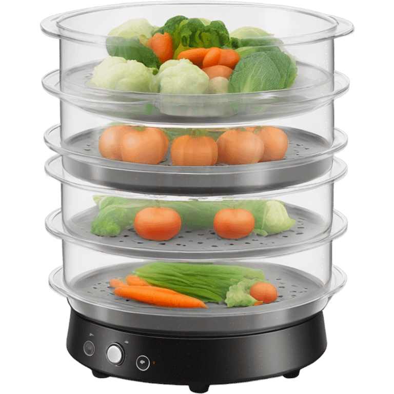 A vegetable steamer with multiple levels of tray emoji