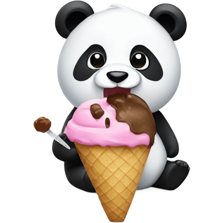 Panda eating ice cream emoji