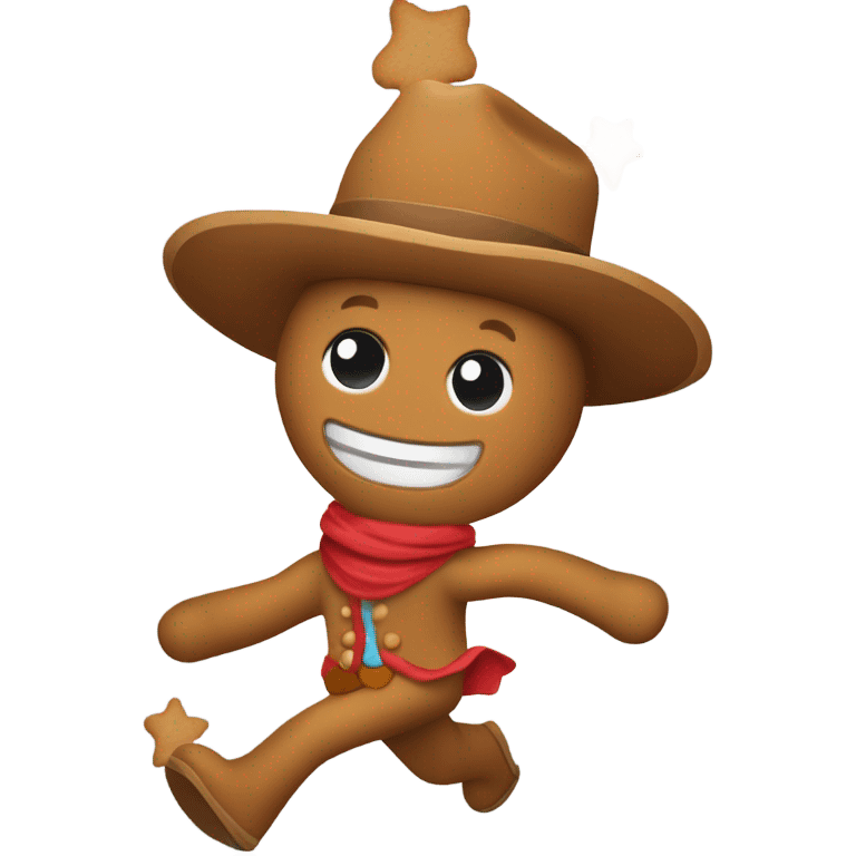 gingerbread man in a cowboy hat running emoji