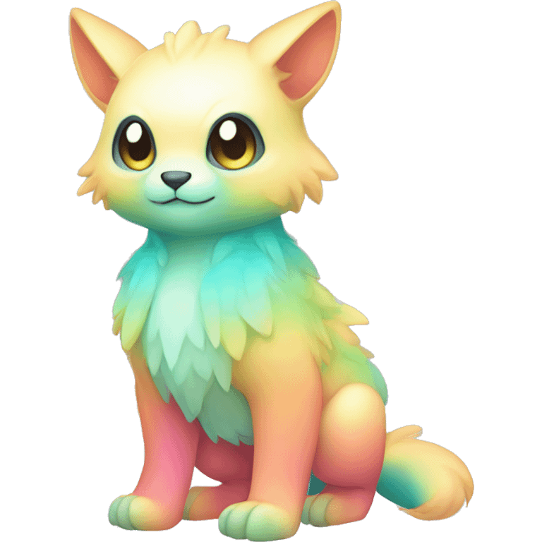 Cute cool pastel gradient shiny colorful animal hybrid Fakemon full body emoji