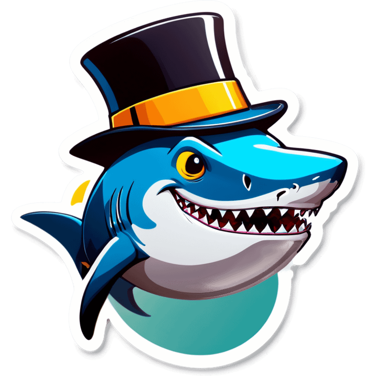 Shark with a top hat emoji