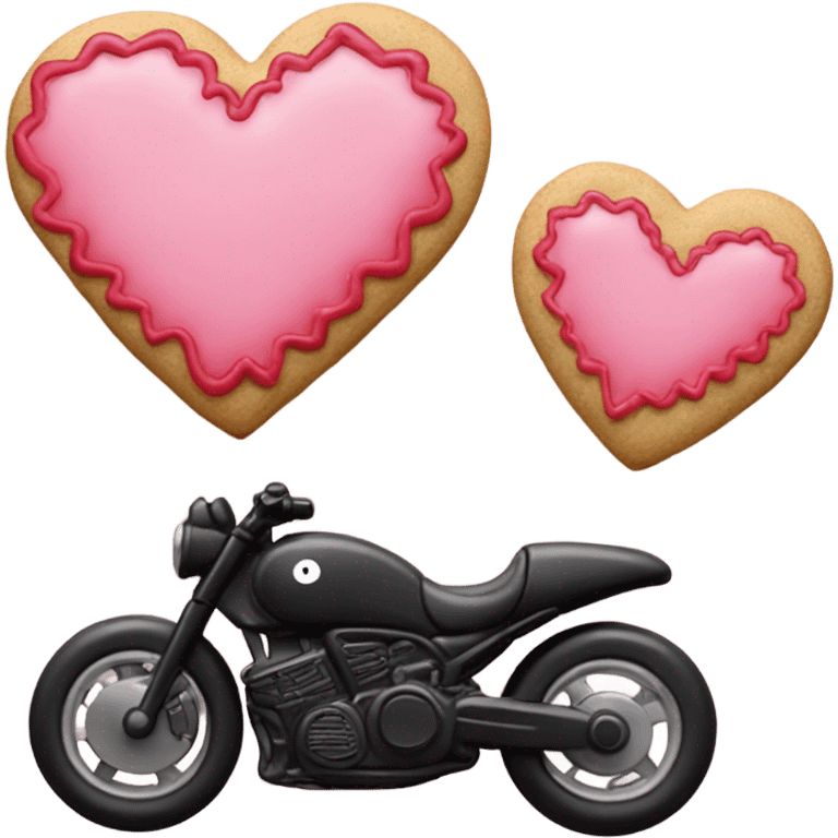 cookie heart with black motorbike  emoji