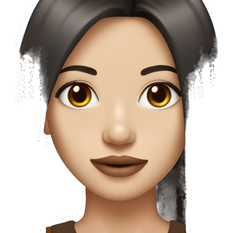 A girl with long black straight hair white skin lip filler brown eyes in a rich people outfit  emoji