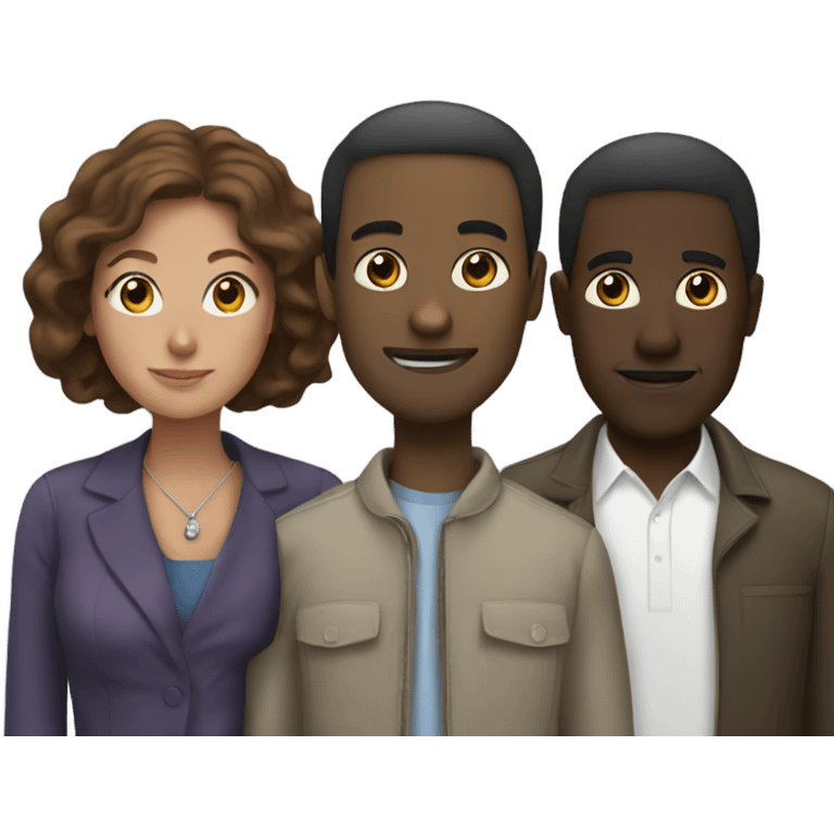 a woman between a black man and a white man  emoji