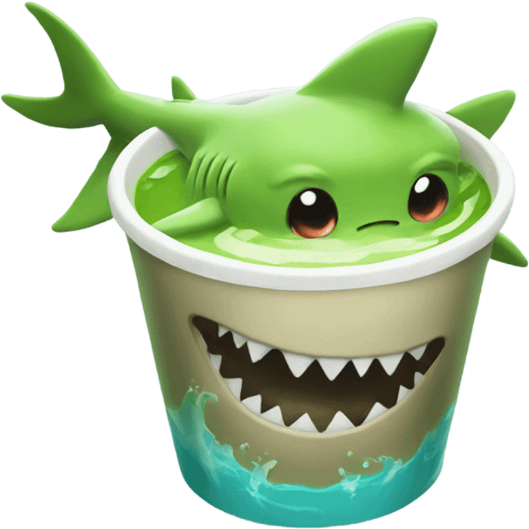 shark drinking matcha with  emoji