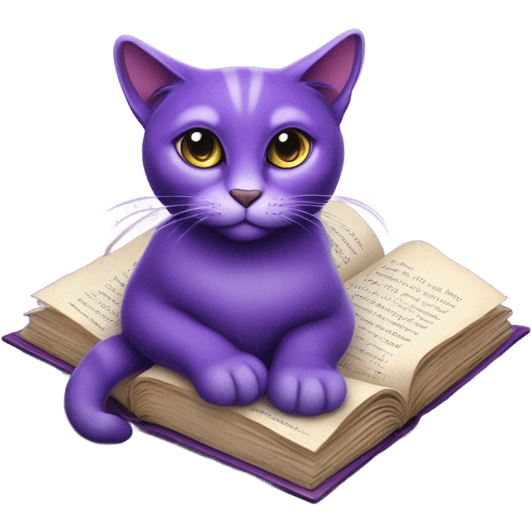 Purple cat with book emoji