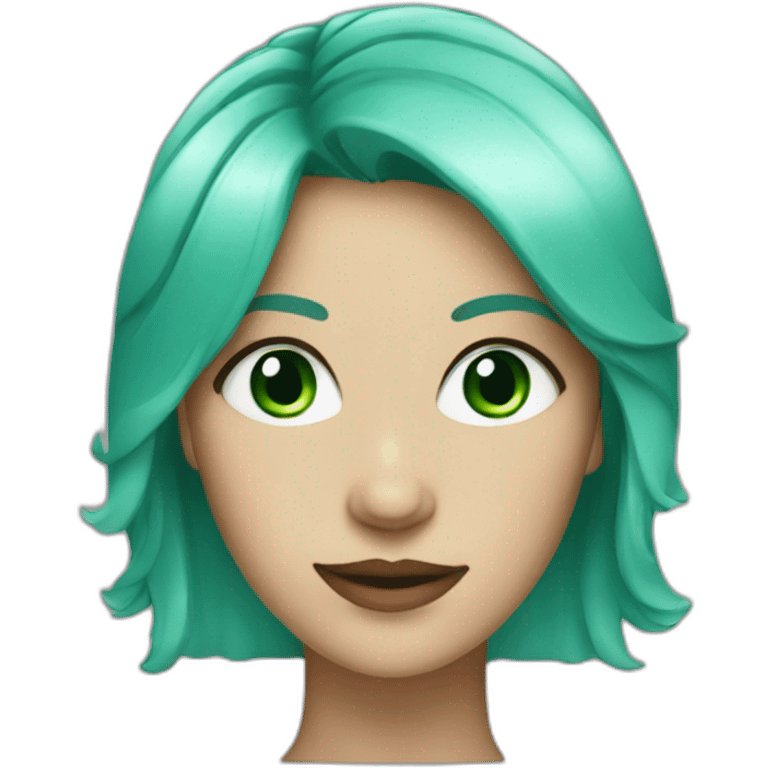 woman with blue eyes ande green hair  emoji