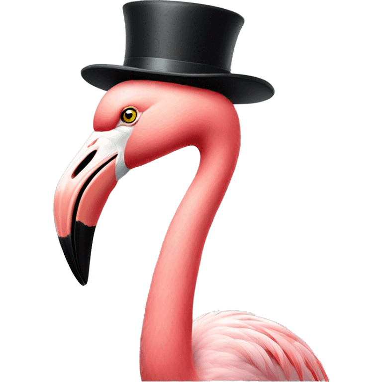 Flamingo wearing a top hat emoji