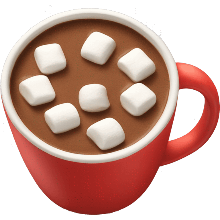 red mug with hot cocoa and marshmallows in it emoji