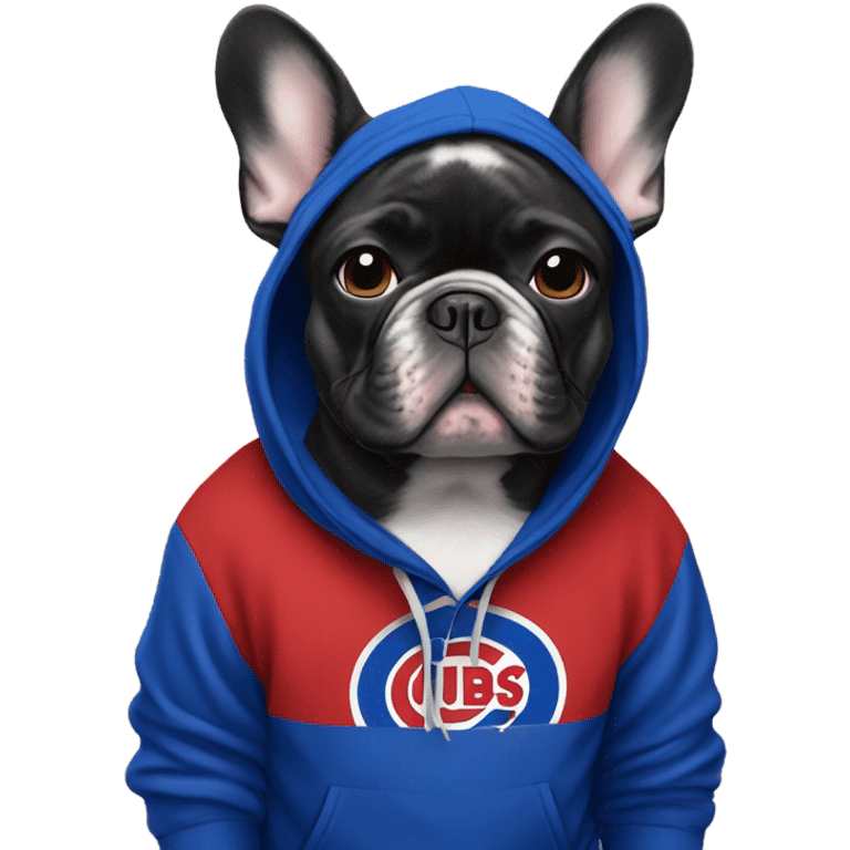 French bulldog in cubs hoodie emoji