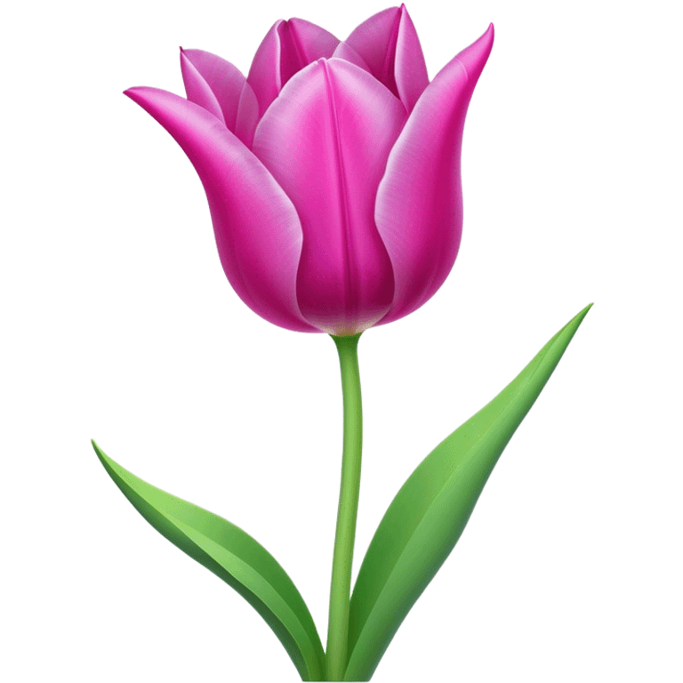 Cinematic Realistic Tulip Emoji, Elegant and simple, with soft, smooth petals in shades of pink and purple, gently curved and reaching upward. The slender green stem contrasts against the delicate bloom, while surrounding greenery adds a peaceful touch. Soft glowing outline, capturing the essence of springtime beauty and grace in a delicate tulip. emoji