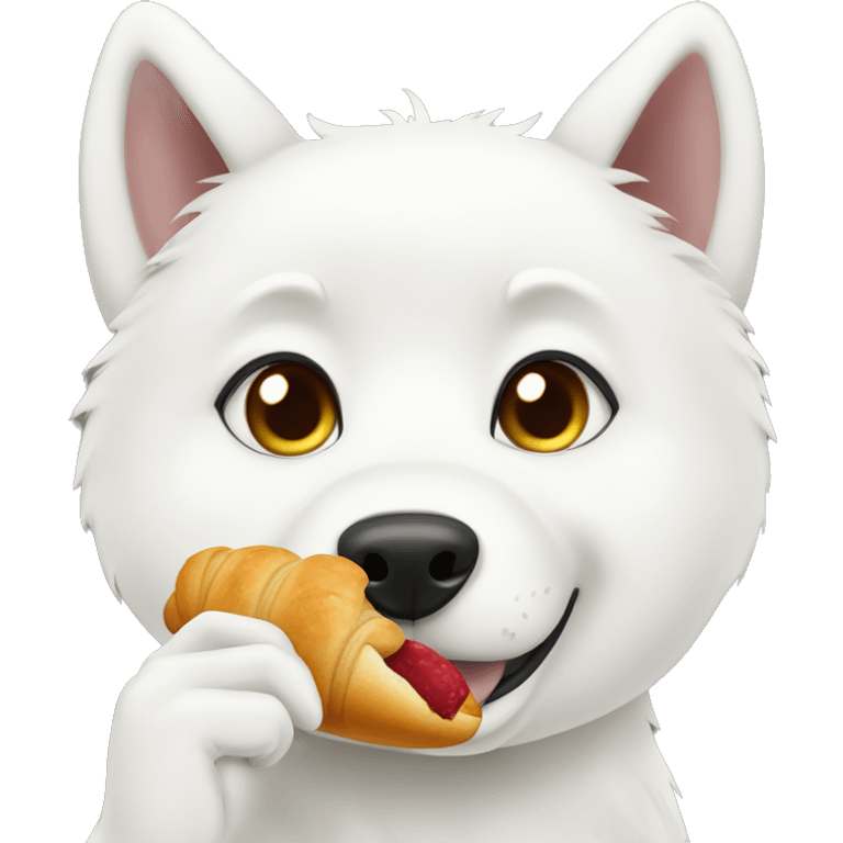 White husky eats the croissant  emoji