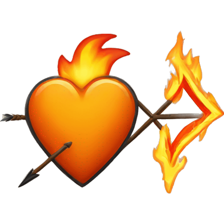 An orange heart on fire with an arrow through it emoji