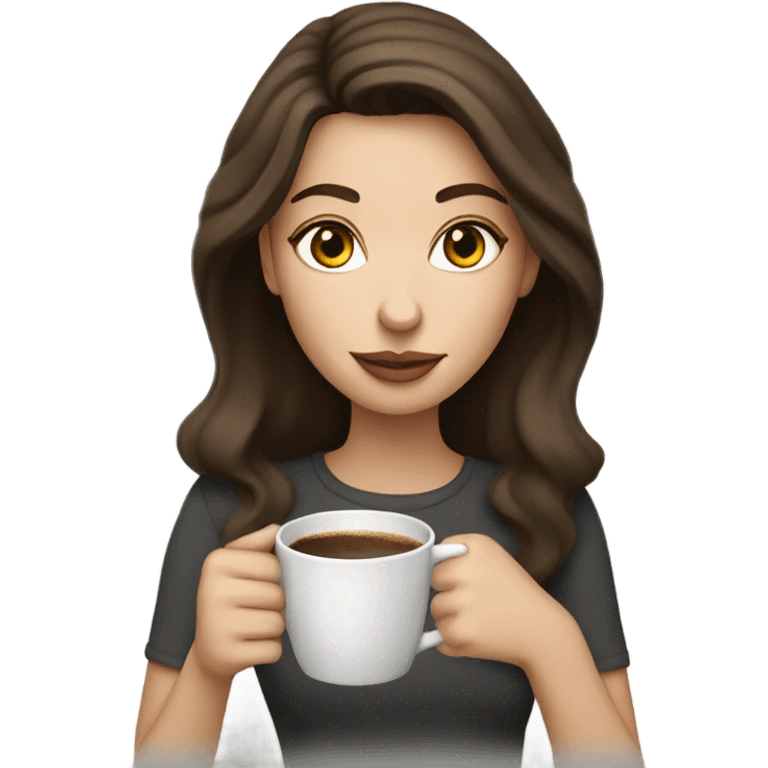 Pretty Pale brunette drinking coffee emoji