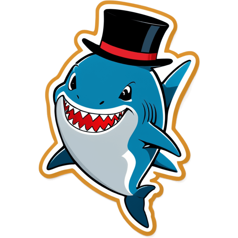 Shark with a top hat emoji