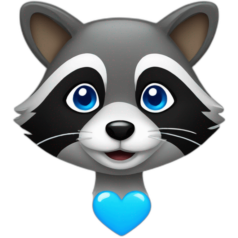 Raccoon with blue heart emoji