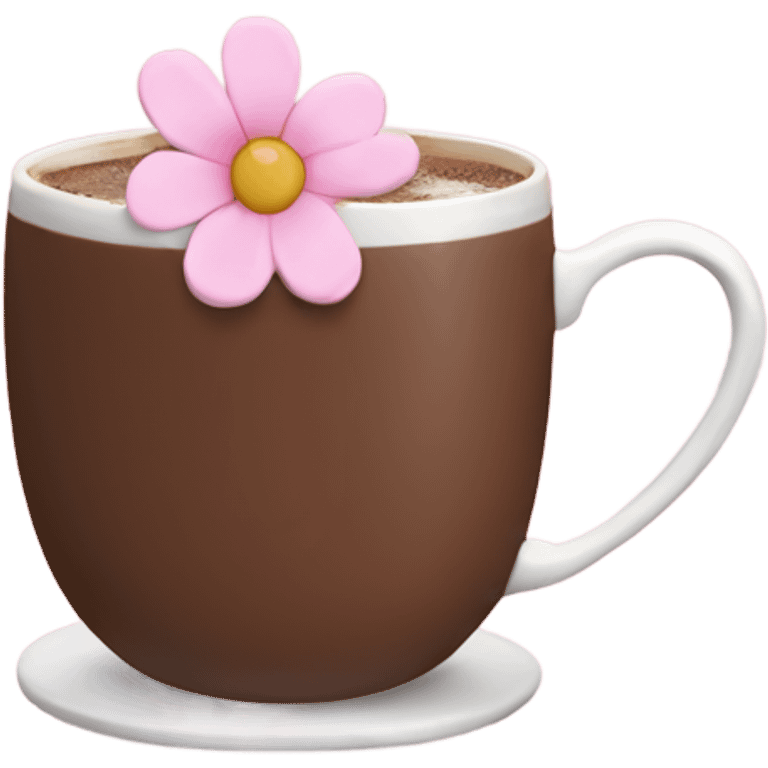 Hot chocolate with pale pink flower  emoji