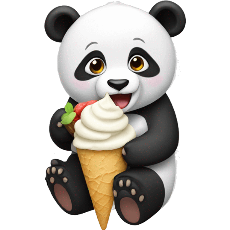 Panda eating ice cream emoji